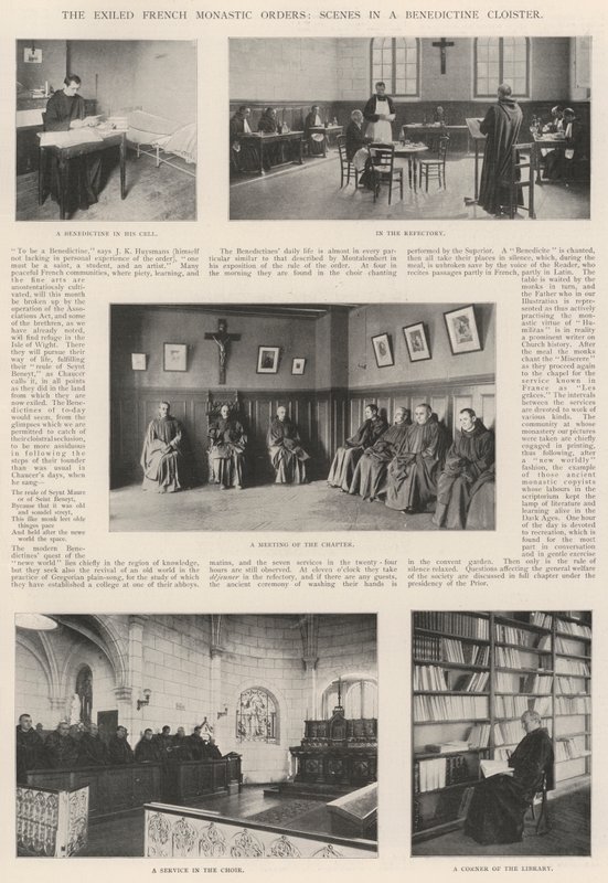 Francuskie zakony na wygnaniu, sceny w klasztorze benedyktynów autorstwa English Photographer