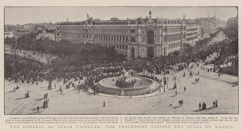 Pogrzeb Senora Castelara, procesja przechodząca przez Plaza de Madrid autorstwa English Photographer