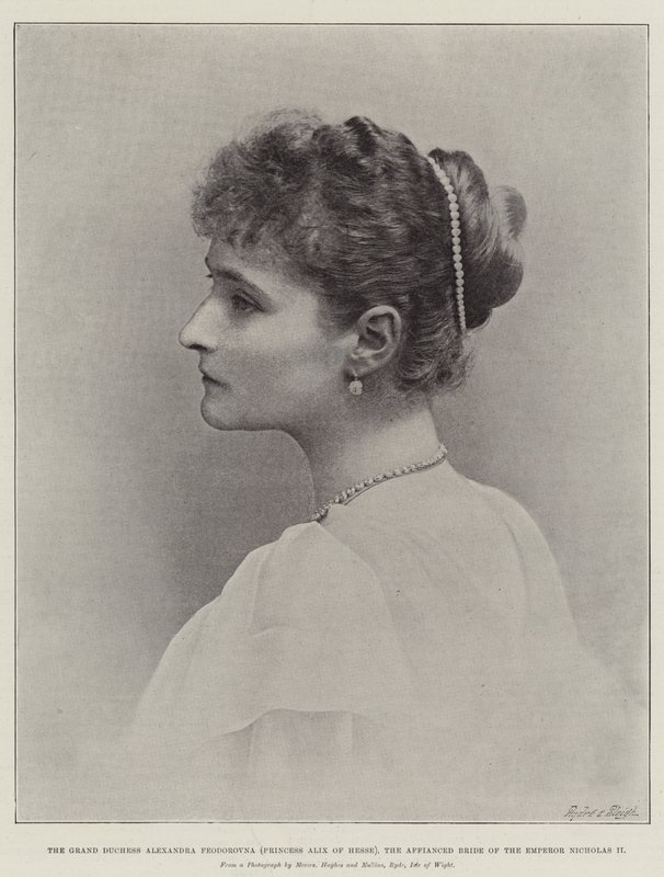 Wielka księżna Aleksandra Fiodorowna (księżna Alix z Hesji), oblubienica cesarza Mikołaja II autorstwa English Photographer