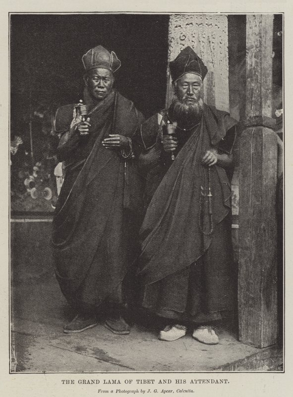 Wielki Lama Tybetu i jego pomocnik autorstwa English Photographer