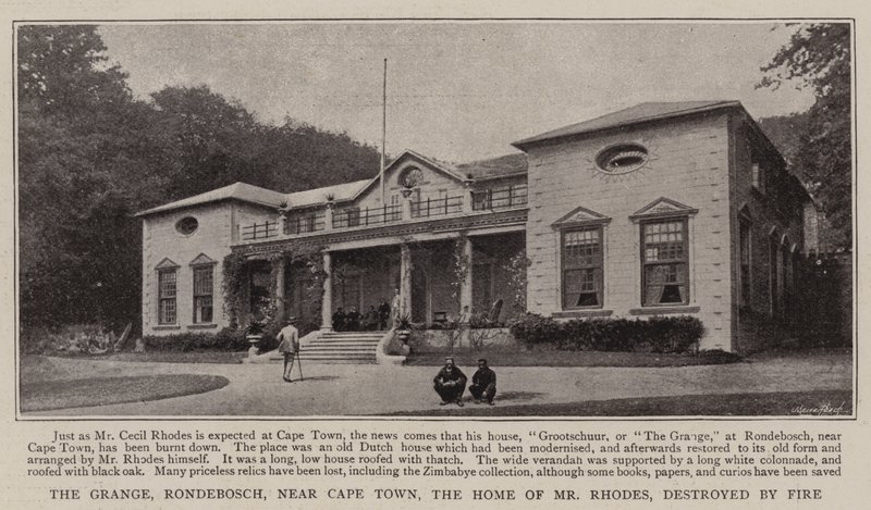 Grange, Rondebosch, niedaleko Kapsztadu, dom pana Rhodesa, zniszczony przez ogień autorstwa English Photographer