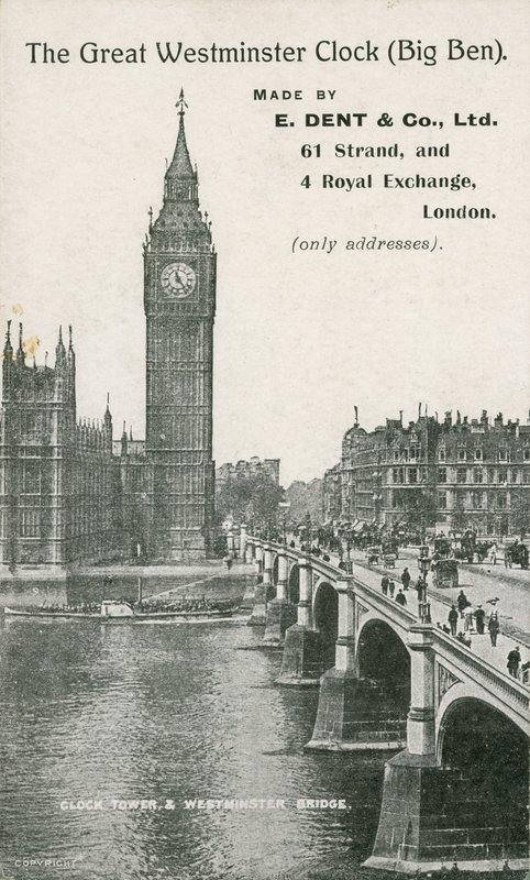 Wielki Zegar Westminsterski, Big Ben, wyprodukowany przez E Dent und Co Ltd autorstwa English Photographer