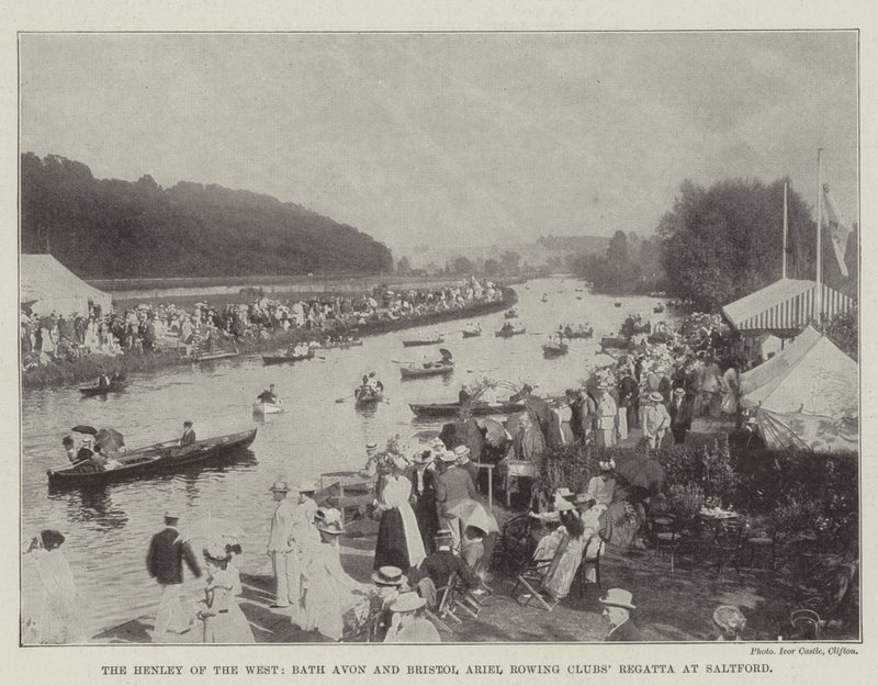 Regaty Henley of the West, Bath Avon i Bristol Ariel Rowing Clubs w Saltford autorstwa English Photographer