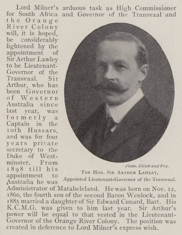 Szanowny Sir Arthur Lawley, mianowany zastępcą gubernatora Transwalu autorstwa English Photographer