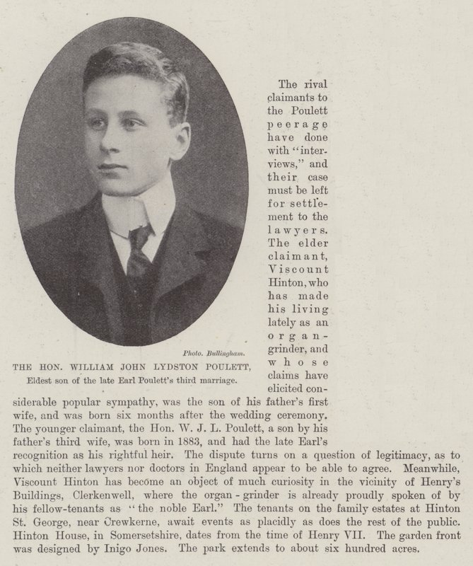 Czcigodny William John Lydston Poulett, najstarszy syn trzeciego małżeństwa zmarłego hrabiego Pouletta autorstwa English Photographer
