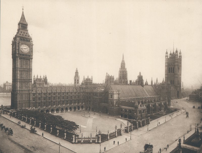 Houses of Parliament i Big Ben, Londyn, ok. 1900 autorstwa English Photographer
