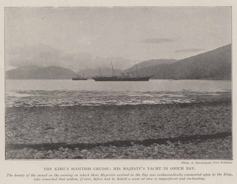 Kings Scottish Cruise, jacht Jego Majestys w Onich Bay autorstwa English Photographer