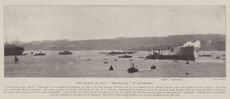 Premiera HMS Encounter w Devonport autorstwa English Photographer