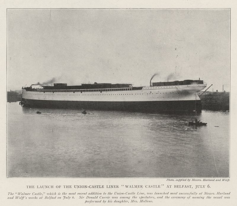 Otwarcie Union-Castle Liner Castle Walmer w Belfaście, 6 lipca autorstwa English Photographer