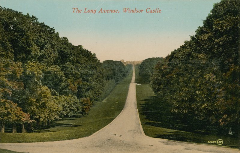 Długa Aleja, Zamek Windsor w Anglii. Pocztówka wysłana w 1913 roku. autorstwa English Photographer