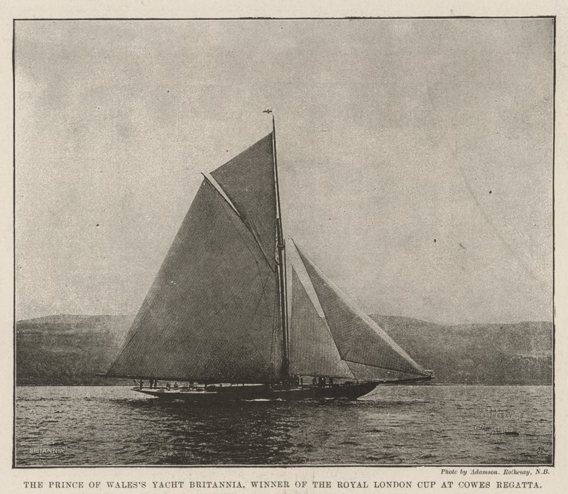 Prince of Wales Yacht Britannia, zwycięzca Royal London Cup w Cowes Regatta autorstwa English Photographer