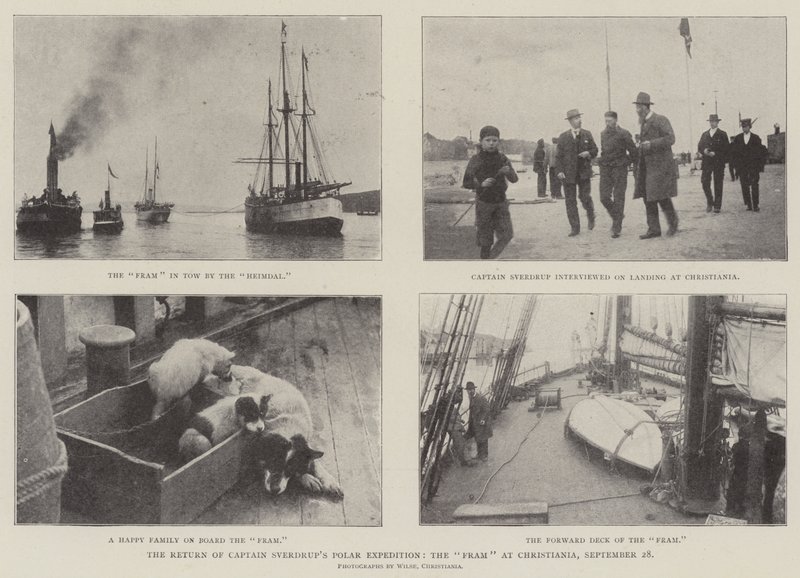 The Return of Captain Sverdrups Polar Expedition, Fram w Christianii, 28 września autorstwa English Photographer