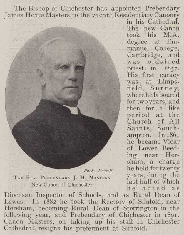 Wielebny prebendary JH Masters, nowy kanonik Chichester autorstwa English Photographer