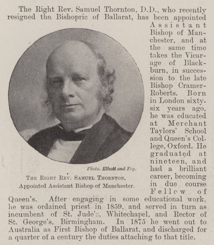 Właściwy wielebny Samuel Thornton, mianowany zastępcą biskupa Manchesteru autorstwa English Photographer