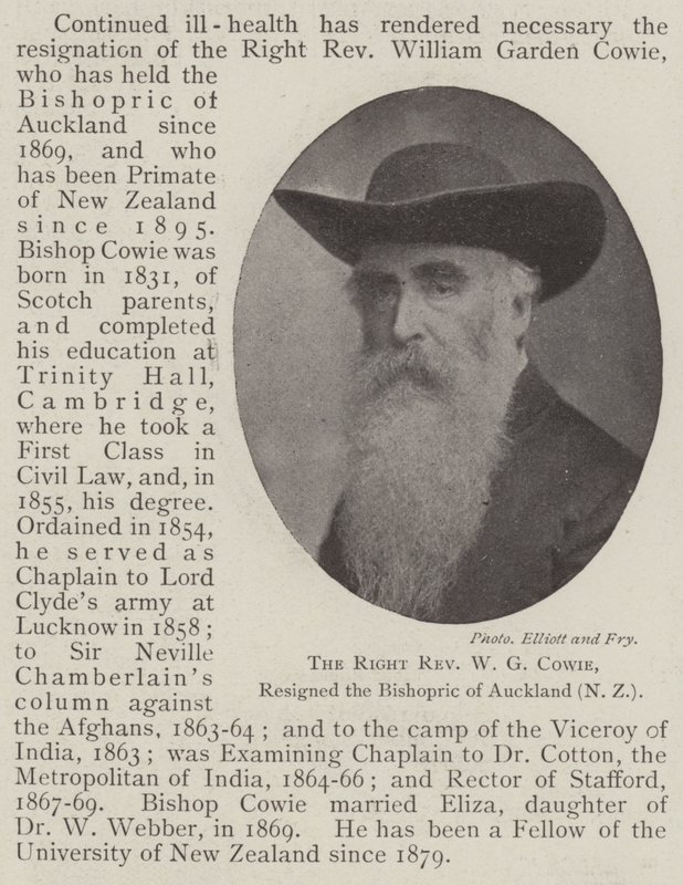 The Right Reverend WG Cowie, zrezygnował z biskupstwa Auckland (Nowa Zelandia) autorstwa English Photographer