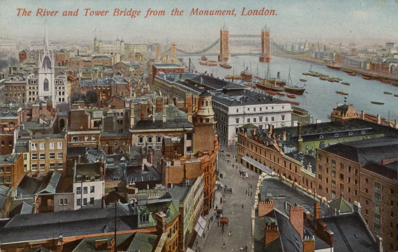 Rzeka i most Tower Bridge z pomnika, Londyn autorstwa English Photographer