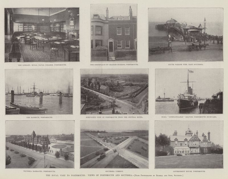 Królewska wizyta w Portsmouth, widoki na Portsmouth i Southsea autorstwa English Photographer
