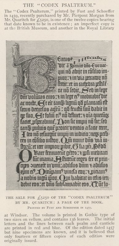 Sprzedaż za 5250 funtów Codex Psalterum przez pana Quaritcha, stronę księgi autorstwa English Photographer