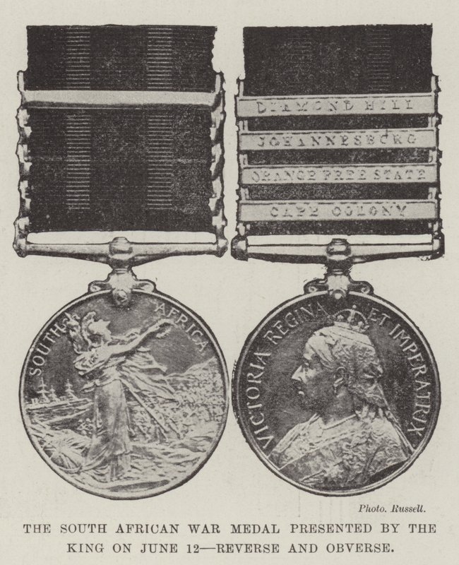 Medal Wojenny Republiki Południowej Afryki wręczony przez króla w dniu 12 czerwca autorstwa English Photographer