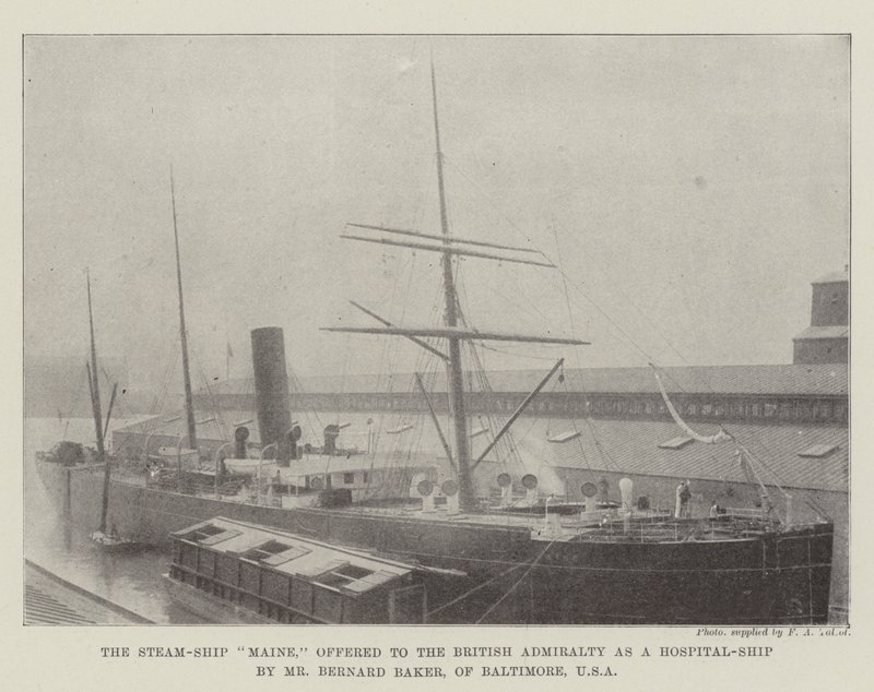 Parowiec Maine, oferowany Admiralicji Brytyjskiej jako statek szpitalny przez pana Bernarda Bakera z Baltimore, USA autorstwa English Photographer