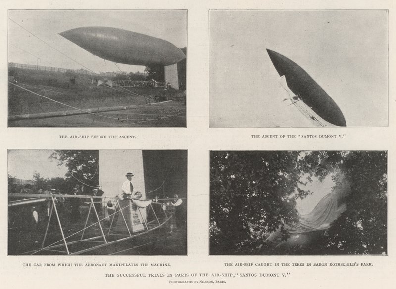 Udane próby w Paryżu statku powietrznego Santos Dumont V autorstwa English Photographer