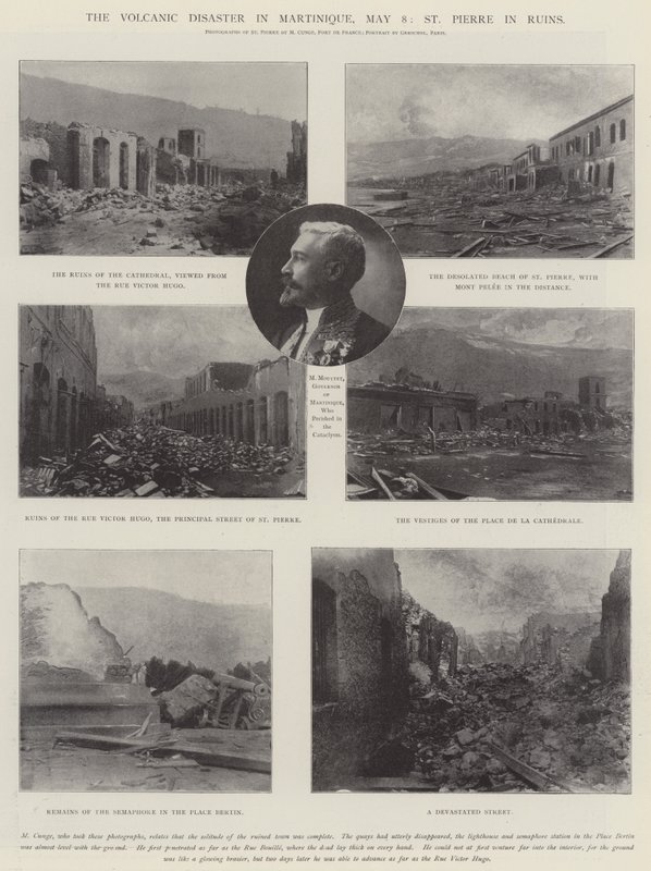 Katastrofa wulkaniczna na Martynice, 8 maja, St Pierre in Ruins autorstwa English Photographer