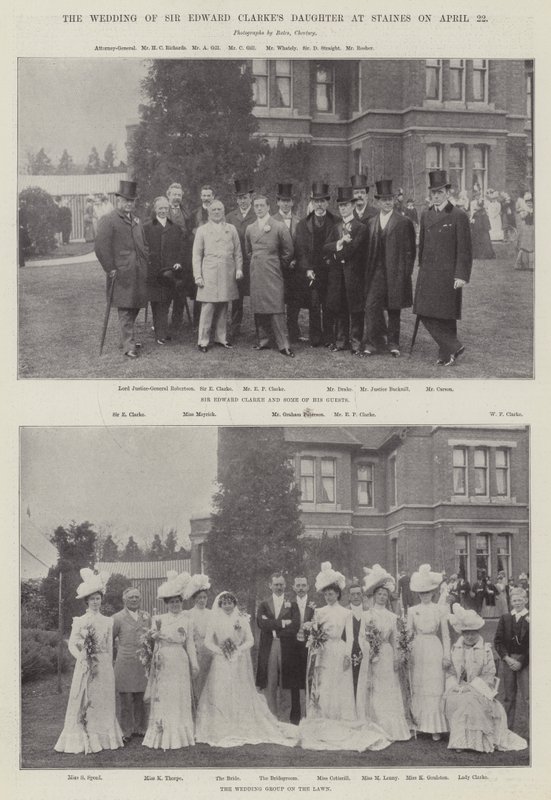 Ślub córki Sir Edwarda Clarkesa w Staines w dniu 22 kwietnia autorstwa English Photographer