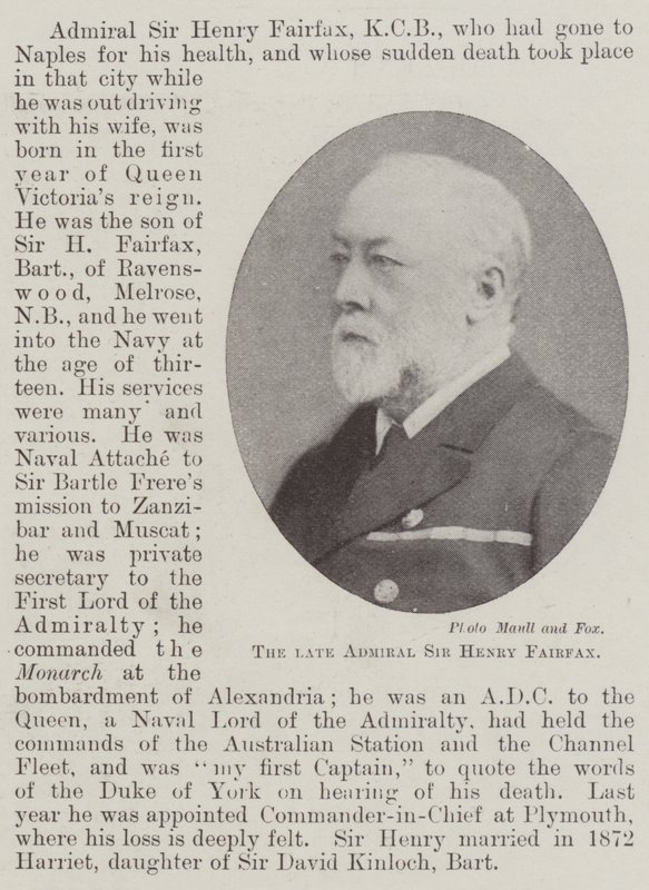 Nieżyjący admirał Sir Henry Fairfax autorstwa English Photographer
