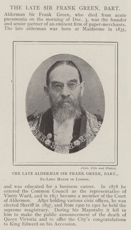Nieżyjący już radny sir Frank Green, baronet, były burmistrz Londynu autorstwa English Photographer