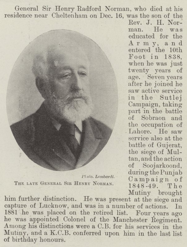 Nieżyjący już generał Sir Henry Norman autorstwa English Photographer