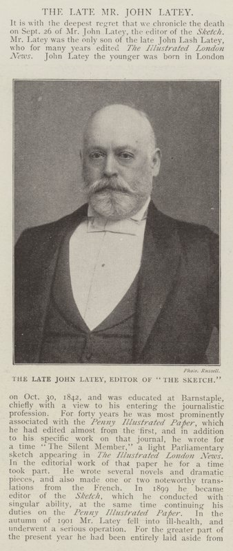 Nieżyjący już John Latey, redaktor The Sketch autorstwa English Photographer