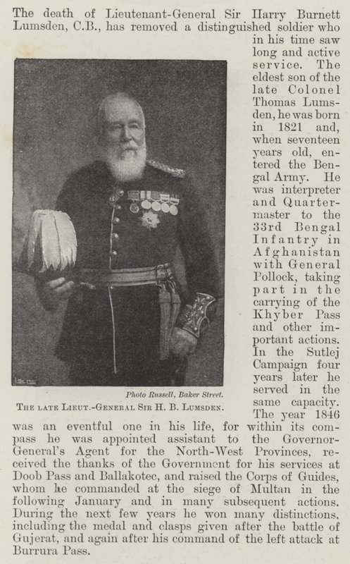 Nieżyjący generał porucznik Sir HB Lumsden autorstwa English Photographer