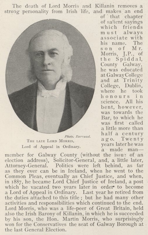 Nieżyjący już Lord Morris, Lord of Appeal w Ordinary autorstwa English Photographer