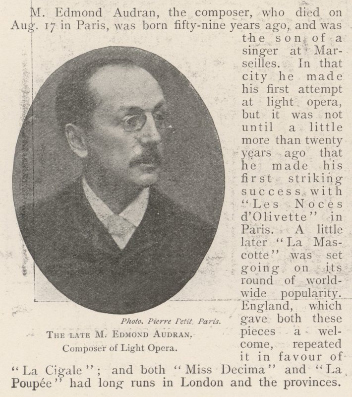 Nieżyjący już M Edmond Audran, kompozytor Light Opera autorstwa English Photographer
