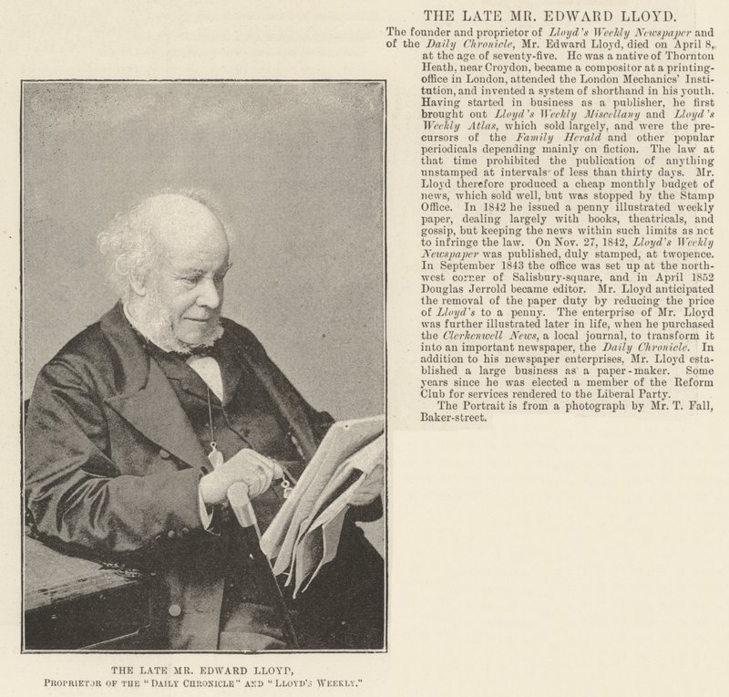 Nieżyjący już pan Edward Lloyd, właściciel Daily Chronicle i Lloyds Weekly autorstwa English Photographer