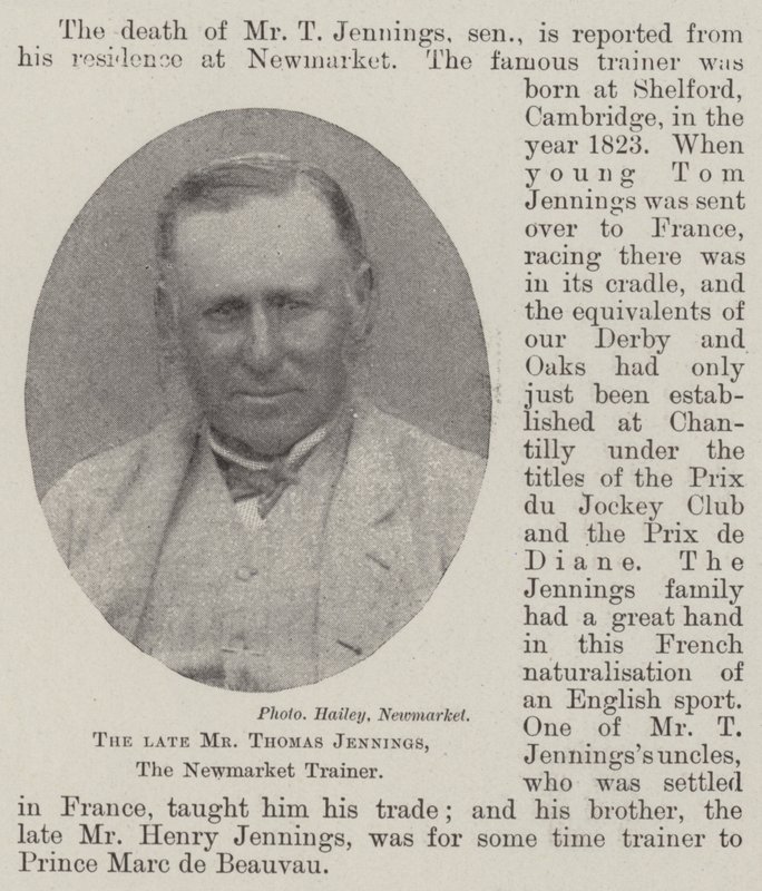 Nieżyjący już pan Thomas Jennings, trener Newmarket autorstwa English Photographer