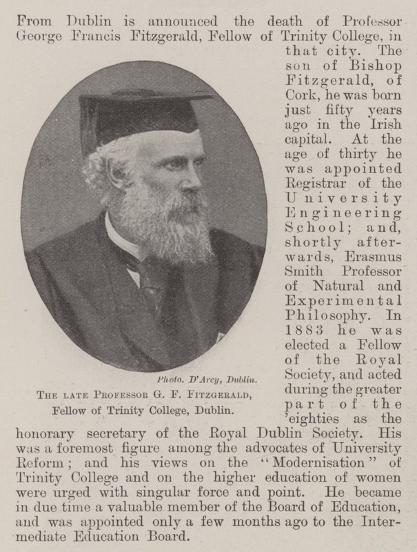 Nieżyjący już profesor GF Fitzgerald, członek Trinity College, Dublin autorstwa English Photographer