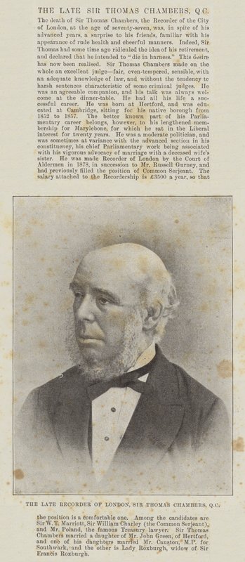 Nieżyjący już Recorder Londynu, Sir Thomas Chambers, QC autorstwa English Photographer