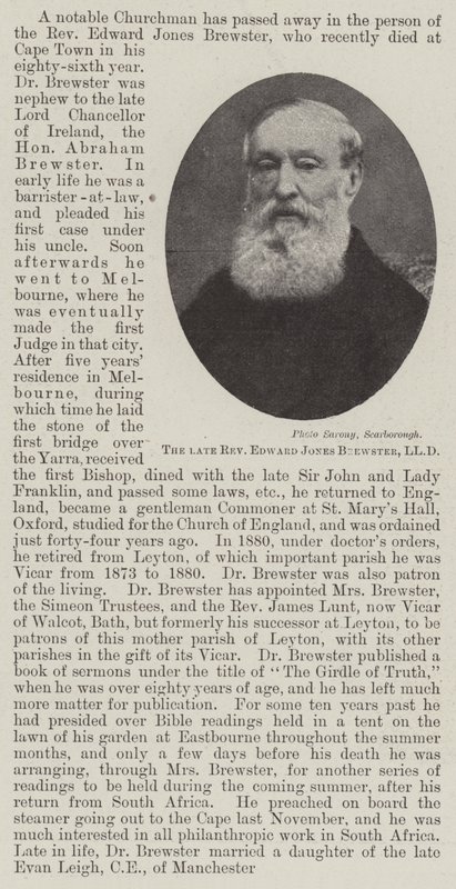 Nieżyjący już wielebny Edward Jones Brewster, LLD autorstwa English Photographer