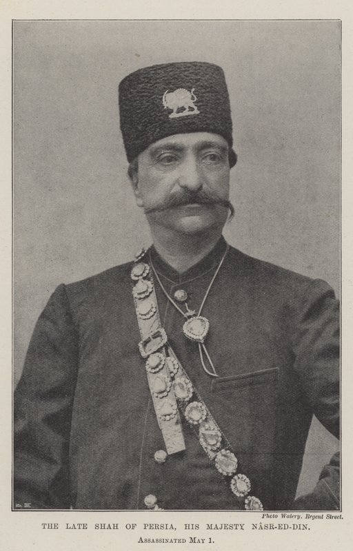 Nieżyjący Szach Persji, Jego Wysokość Nasr-ed-Din, zamordowany 1 maja autorstwa English Photographer