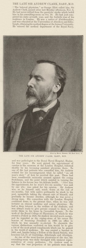 Nieżyjący już Sir Andrew Clark, Baronet, MD autorstwa English Photographer