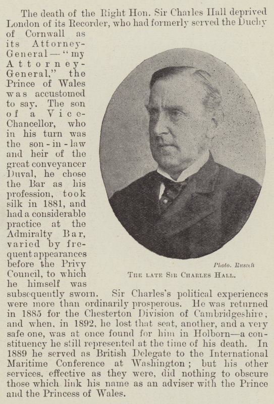 Nieżyjący sir Charles Hall autorstwa English Photographer