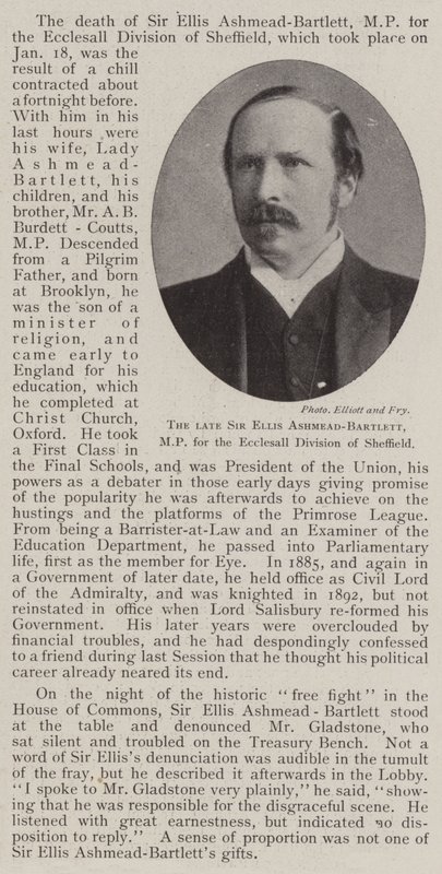 Nieżyjący już Sir Ellis Ashmead-Bartlett, poseł do wydziału Ecclesall w Sheffield autorstwa English Photographer