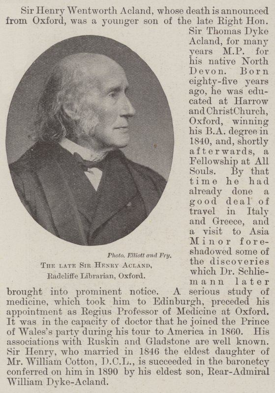 Nieżyjący już Sir Henry Acland, Radcliffe Librarian, Oxford autorstwa English Photographer