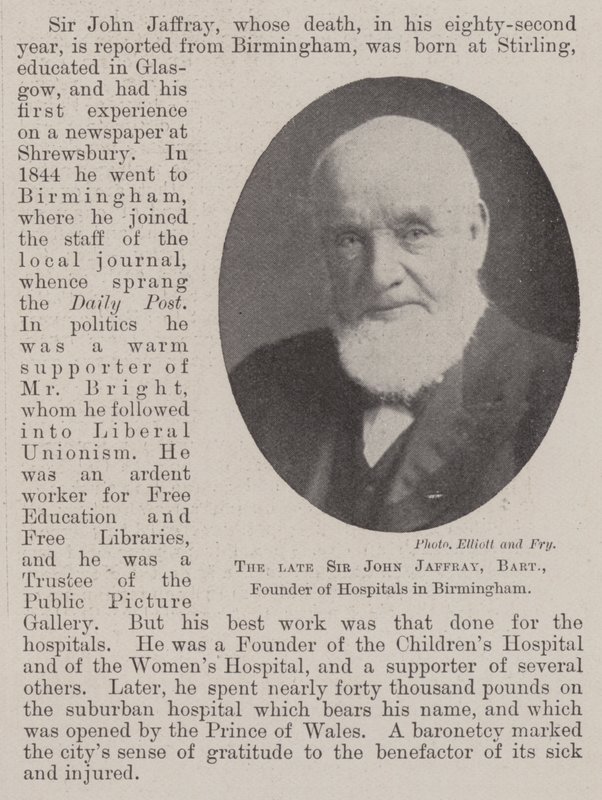 Nieżyjący już Sir John Jaffray, baronet, założyciel szpitali w Birmingham autorstwa English Photographer