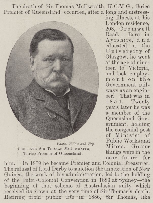 Nieżyjący już Sir Thomas McIlwraith, trzykrotny premier Queensland autorstwa English Photographer