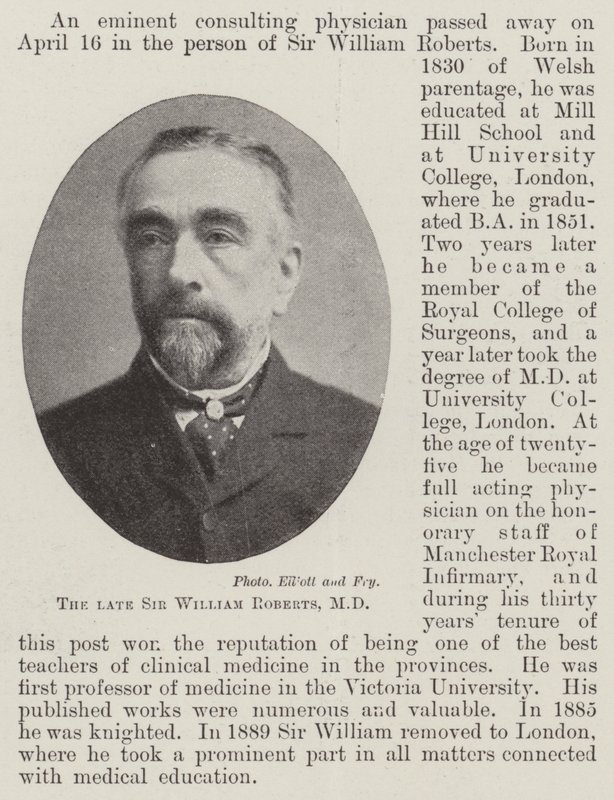 Nieżyjący już Sir William Roberts, MD autorstwa English Photographer