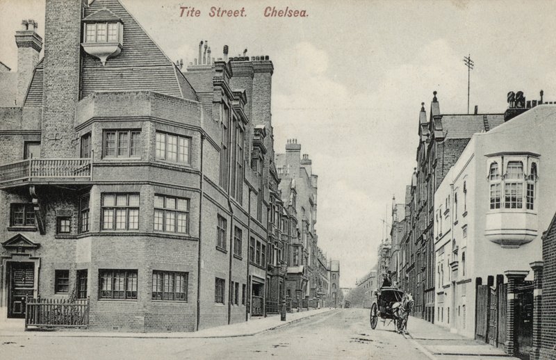 Tite Street, Chelsea, Londyn (czarno-białe zdjęcie) autorstwa English Photographer