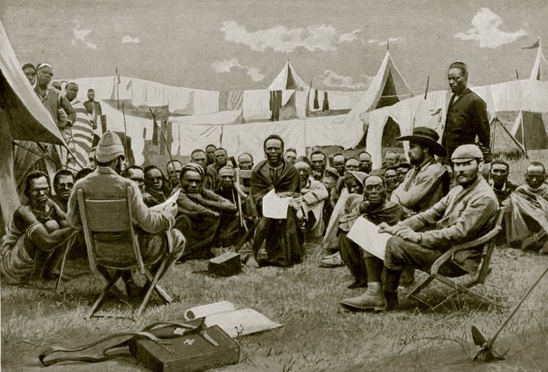 Zawieranie traktatów w Afryce Wschodniej (zdjęcie czarno-białe) autorstwa English Photographer