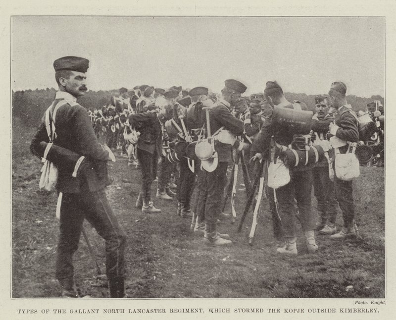Rodzaje Gallant North Lancaster Regiment, który szturmował Kopje poza Kimberley autorstwa English Photographer